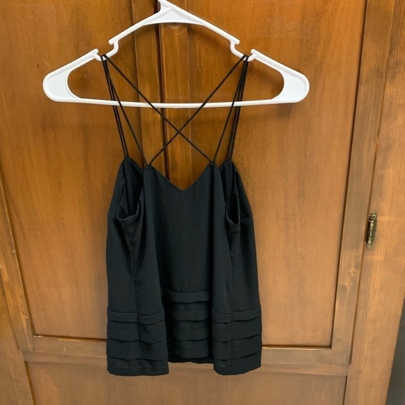 Candies vintage black poly camisole top XS 14 in pit crisscross strap #bikercore - Picture 1 of 6